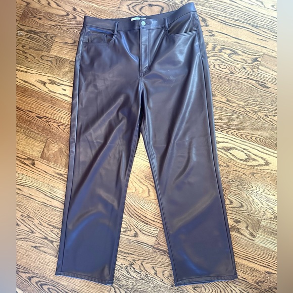 Loft faux leather pants 14 brown/burgundy - Picture 1 of 6